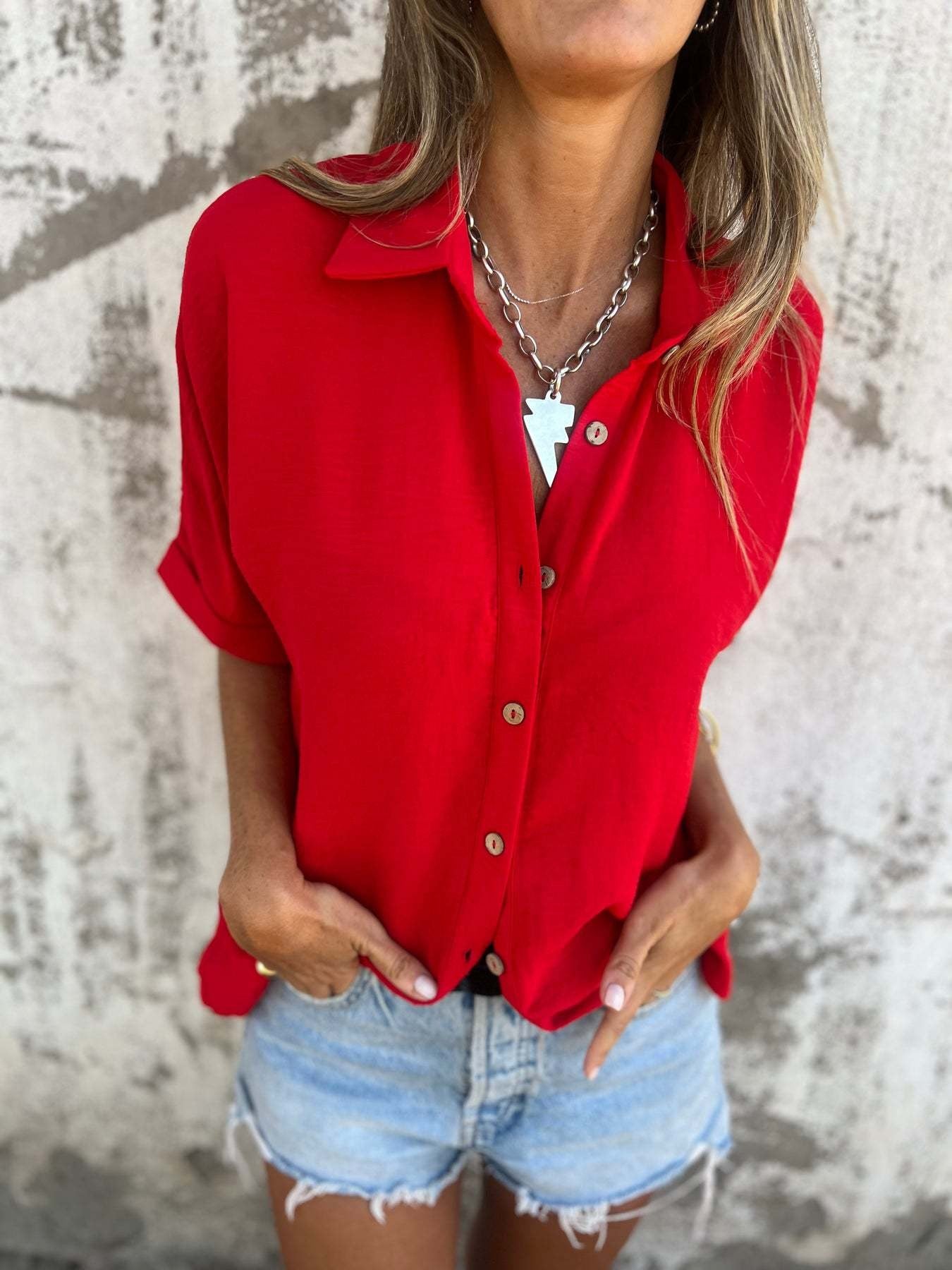 Aurelia Button-Front Casual Blouse