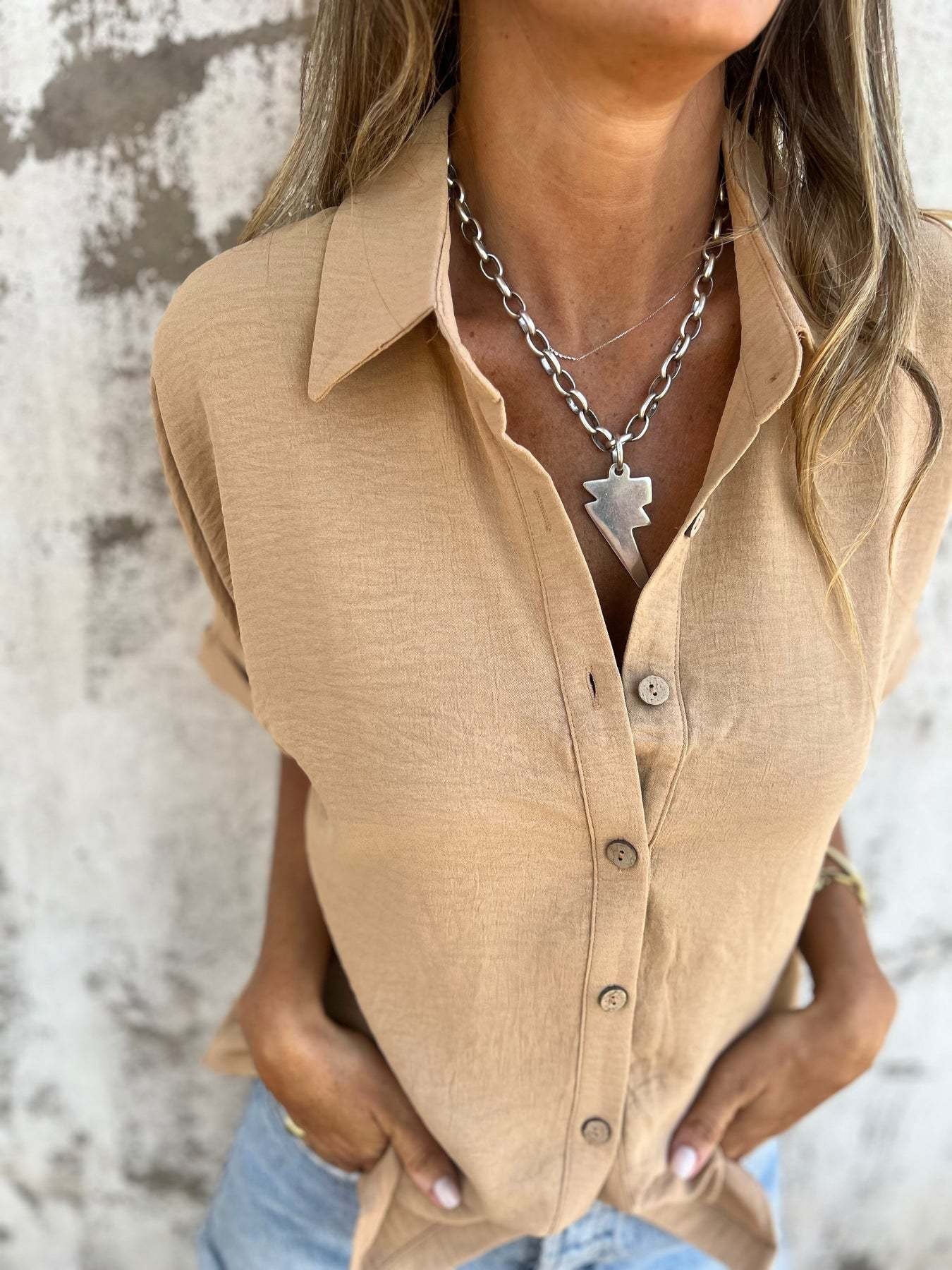 Aurelia Button-Front Casual Blouse