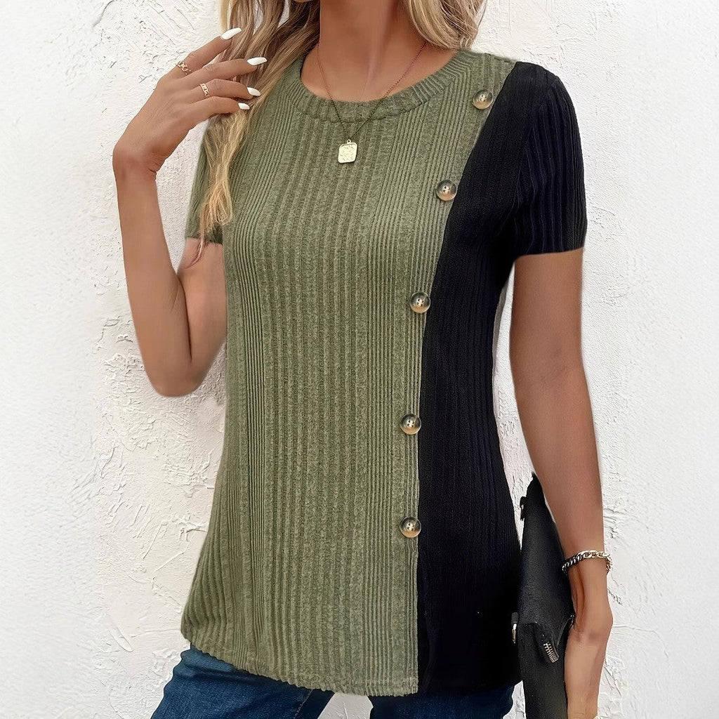 Evora Contrast-Button Pullover