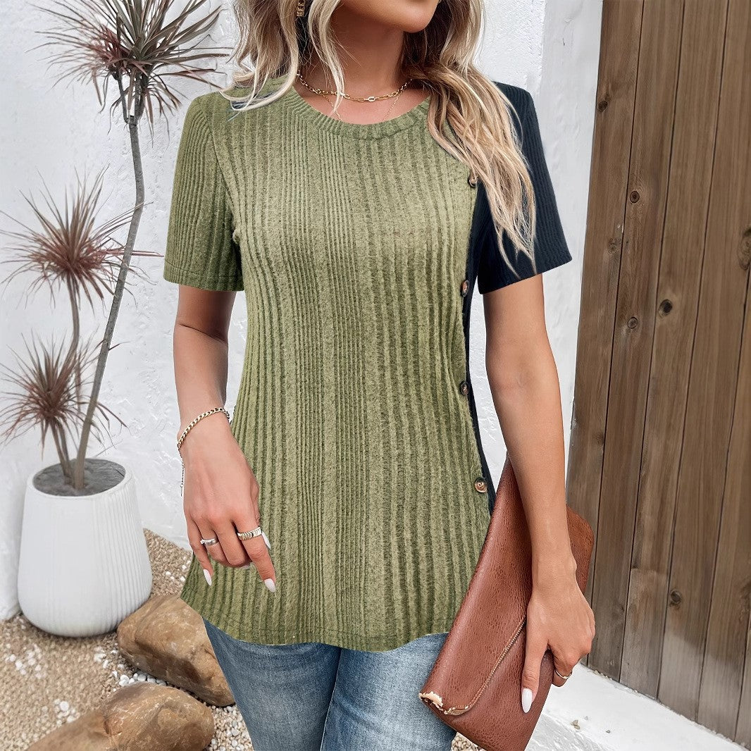 Evora Contrast-Button Pullover