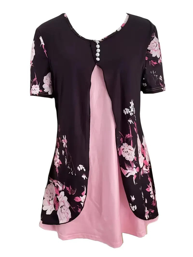 Kaia Layered Effect V-Neck Tee
