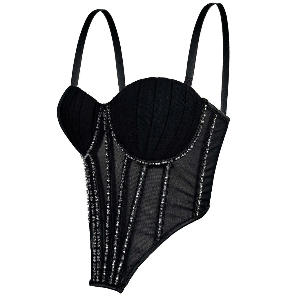 Seraphina Rhinestone Mesh Corset Top