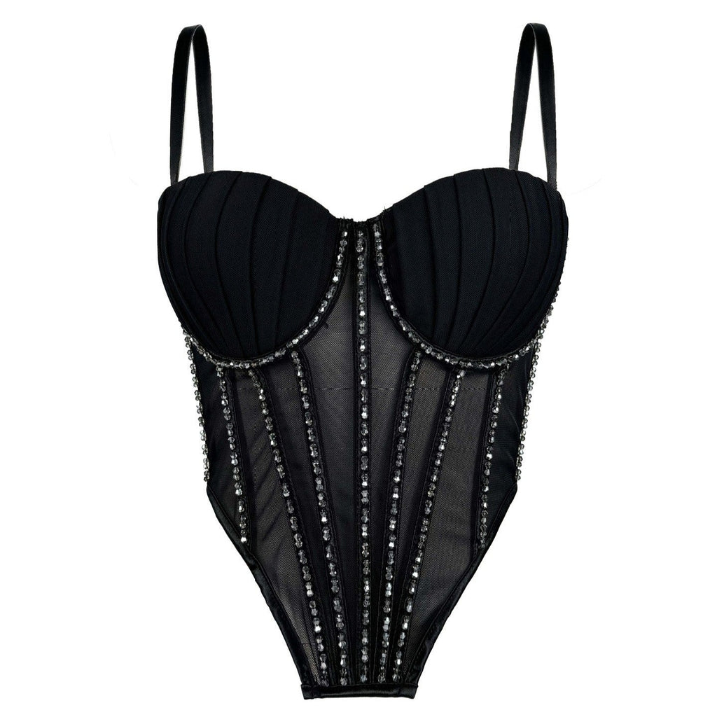 Seraphina Rhinestone Mesh Corset Top