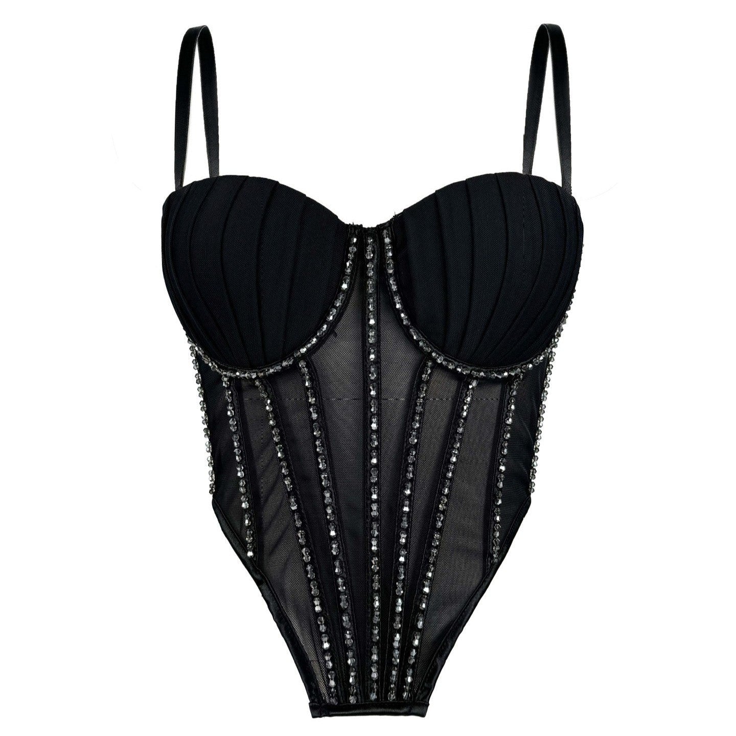 Seraphina Rhinestone Mesh Corset Top