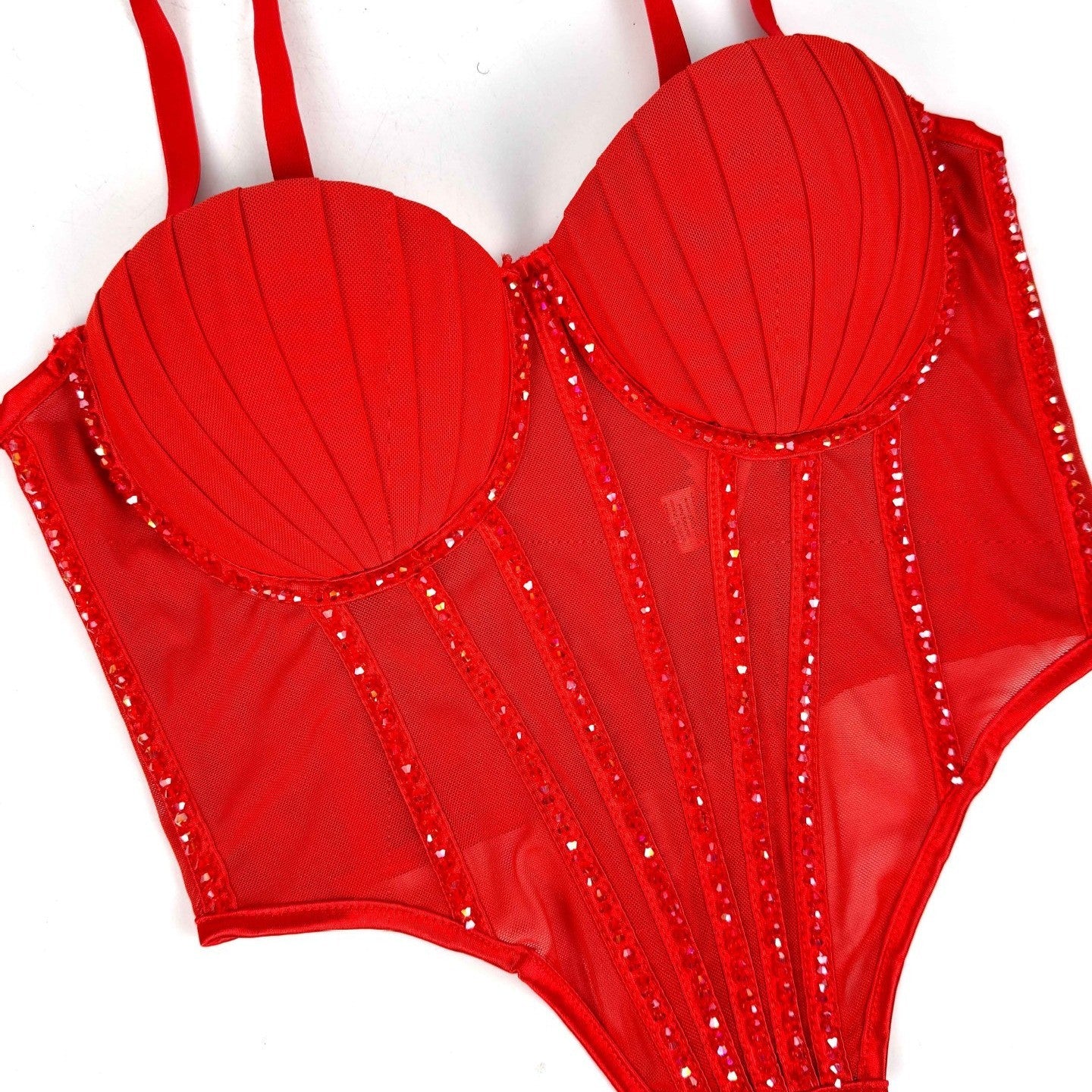 Seraphina Rhinestone Mesh Corset Top